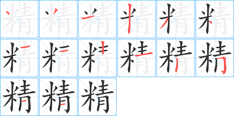 精的筆順分步演示圖