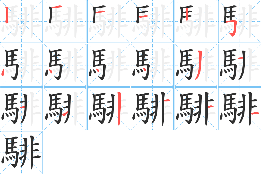 騑的筆順分步演示圖